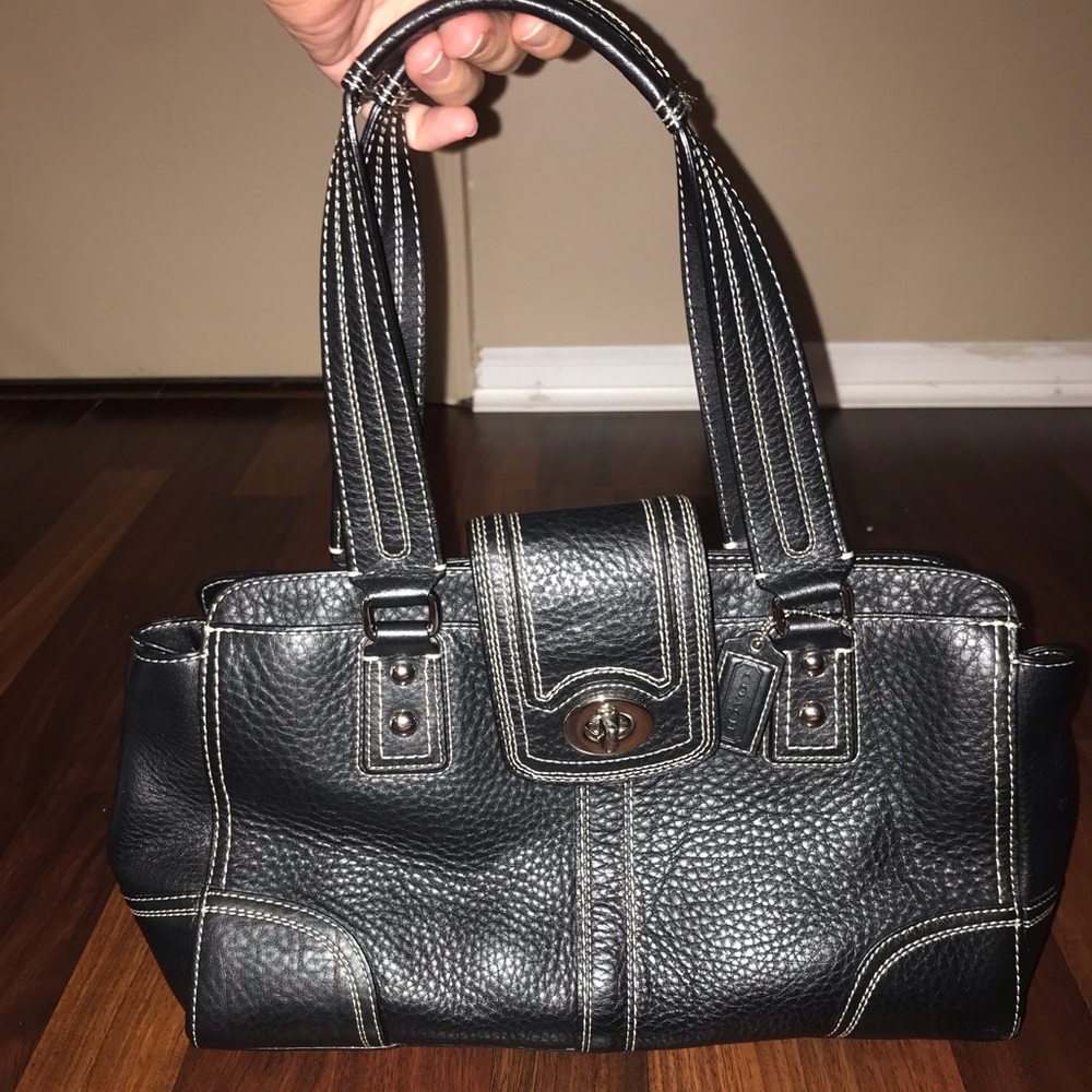 Coach Black Pebbled Leather Satchel